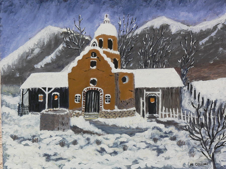 Old Mission in Winter Painting by Mary M Collins