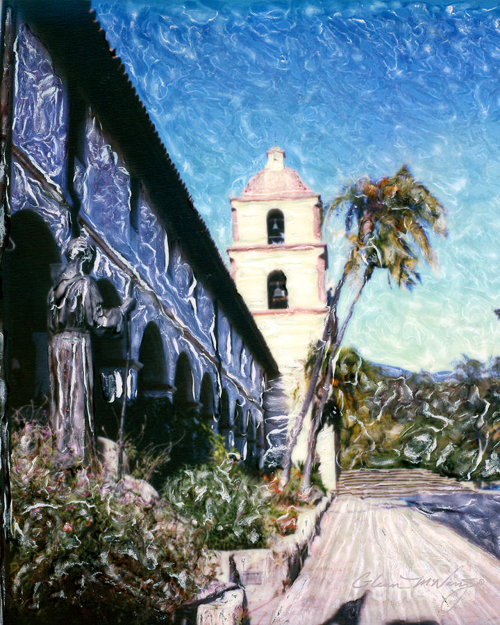 Old Mission Santa Barbara Walkway Mixed Media by Glenn McNary