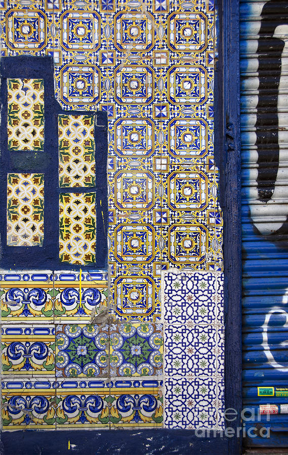 Old mixed geometric tiles in Madrid Photograph by RicardMN Photography