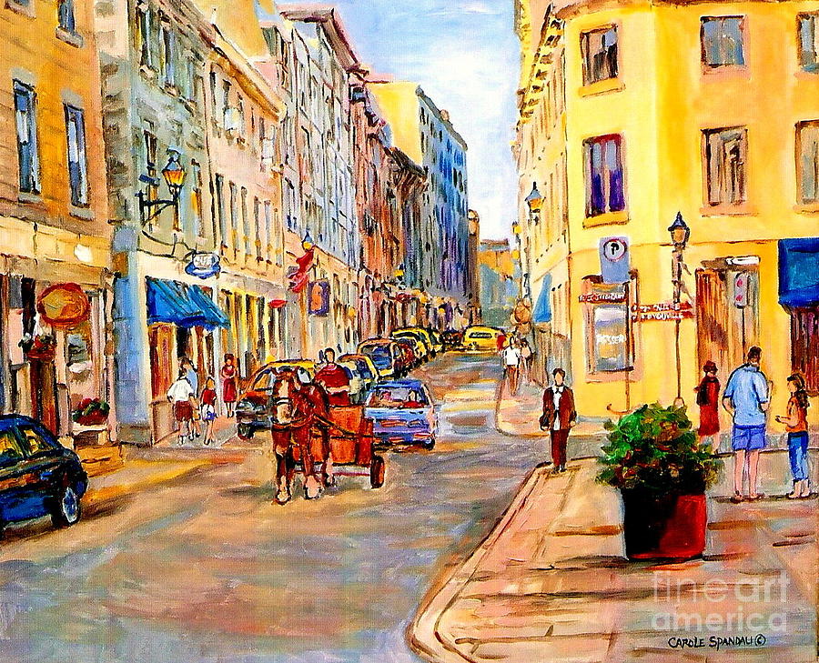 Old Montreal Paintings Youville Square Rue De Commune Vieux Port Montreal Street Scene  Painting by Carole Spandau