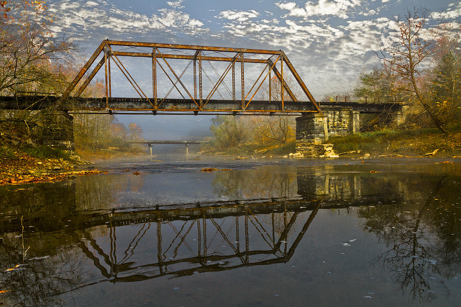 Fall Photograph - Old Murphy Railroad Trestle by Debra and Dave Vanderlaan