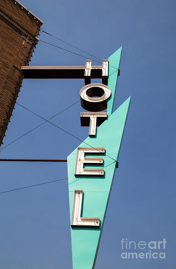 Vintage Photograph - Old Neon Hotel Sign by Edward Fielding