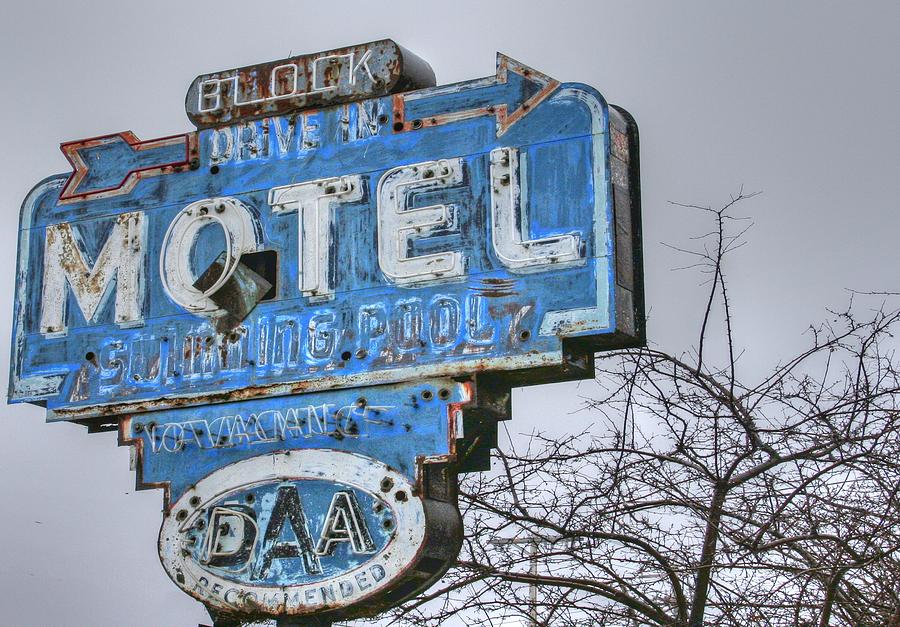 Sign Photograph - Old Neon Motel Sign by Heather Allen