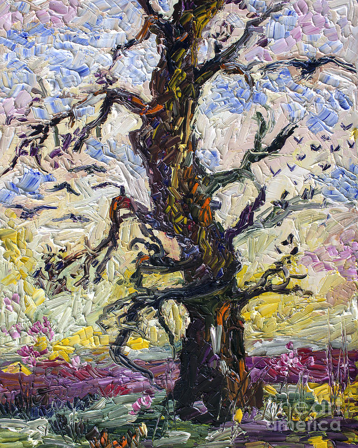 Tree Painting - Old Oak Tree Palette Knife Painting Oil Original by Ginette Callaway