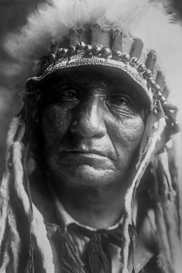 Edward Sheriff Curtis Photograph - Old Oglala Man circa 1907 by Aged Pixel