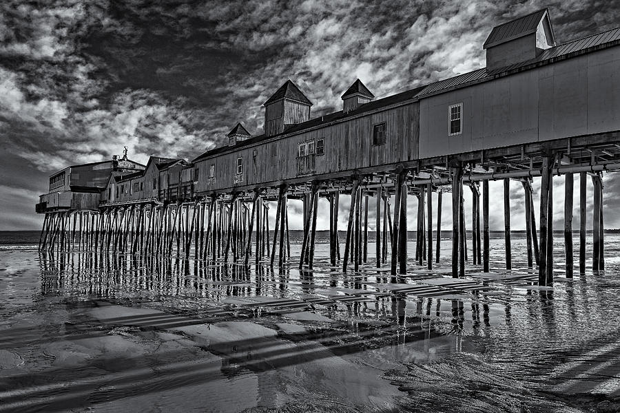 Old Orchard Beach Pier BW Photograph by Susan Candelario