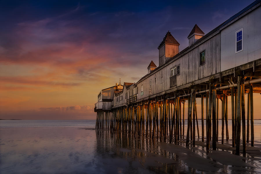 Old Orchard Beach Pier Sunset Photograph by Susan Candelario