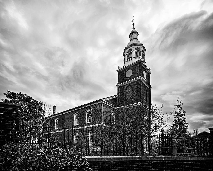 Old Otterbein Church in Black and White Photograph by Bill Swartwout