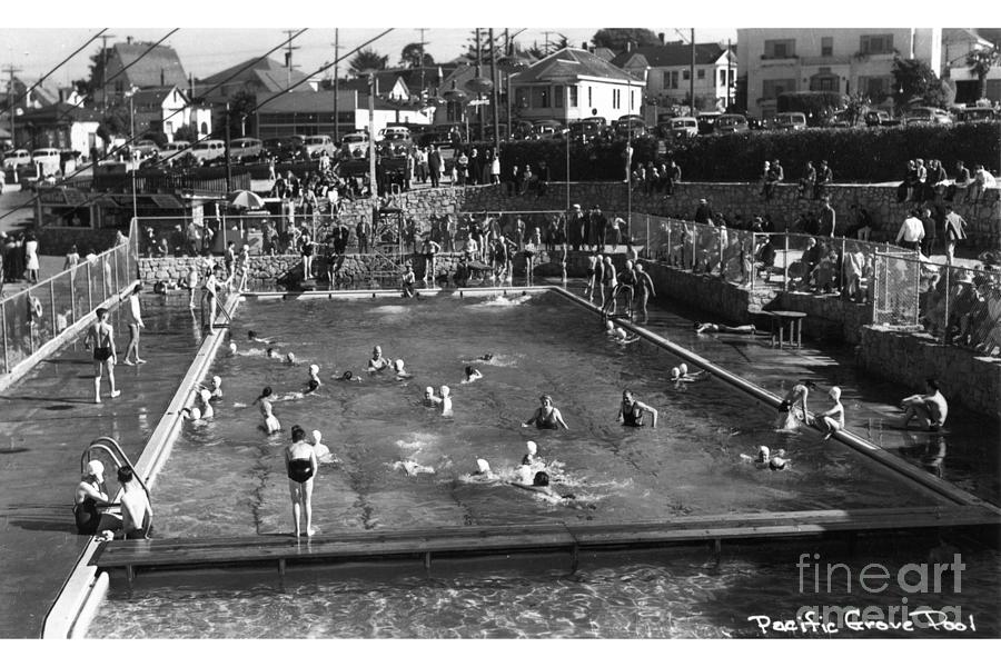 Beach Photograph - Old Pacific Grove  Swimming  Pool at Lovers Point circa 1948 by Monterey County Historical Society