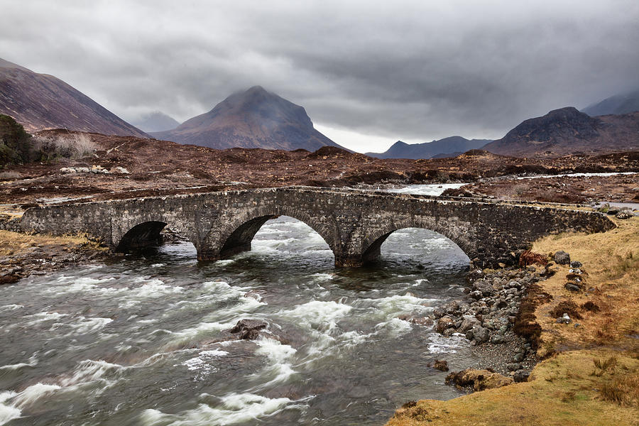 Old Pack-horse Bridge And Cuillin Hills Photograph by Maurice Ford