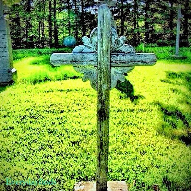 Old Painted Wood Cross With A Photograph by Deb - Jim Photograhy