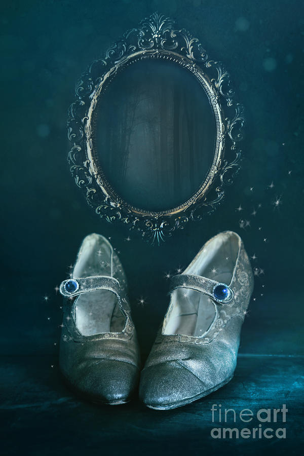 Old pair of shoes with mirror in background Photograph by Sandra Cunningham