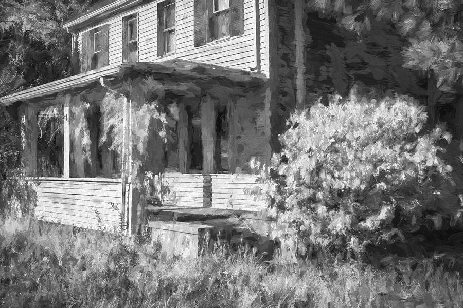 Old Parsonage Lafayette Baptist Church Lafayette Sussex County NJ Painted BW  Photograph by Rich Franco