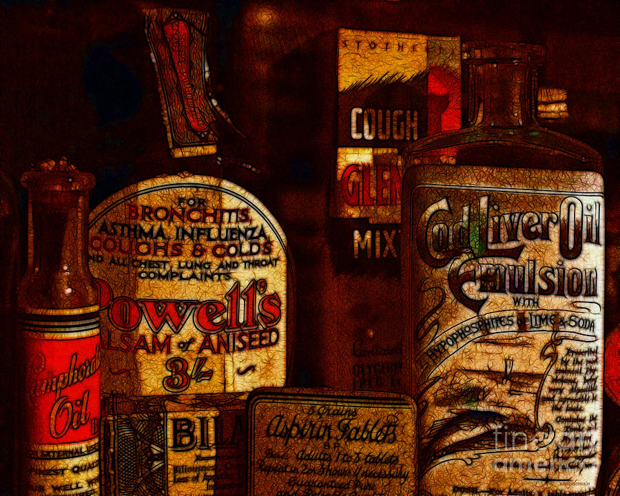 Bottle Photograph - Old Pharmacy Bottles - 20130118 v2b by Wingsdomain Art and Photography