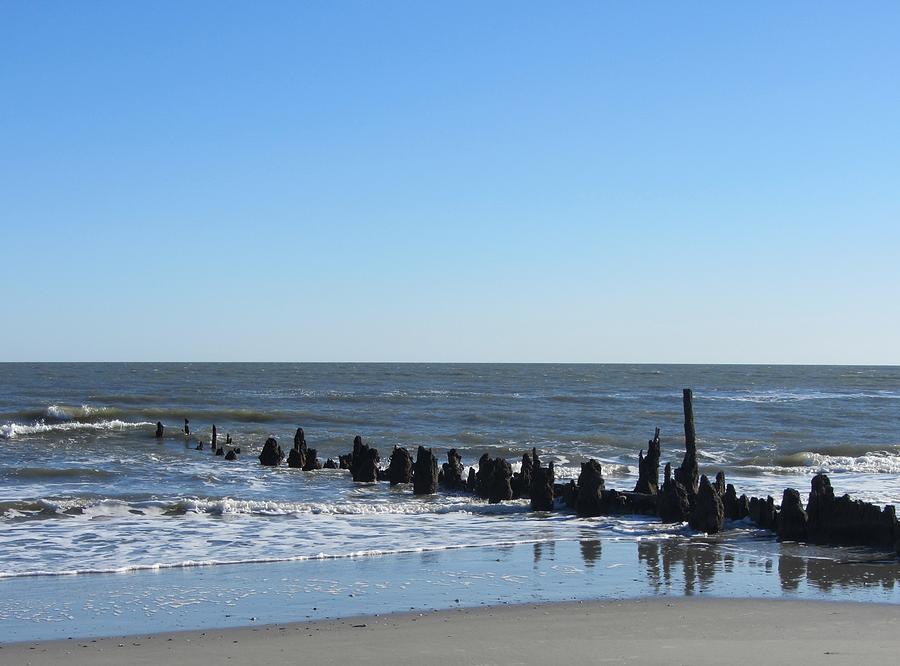 Beach Photograph - Old Pier Remnants 6 by Cathy Lindsey