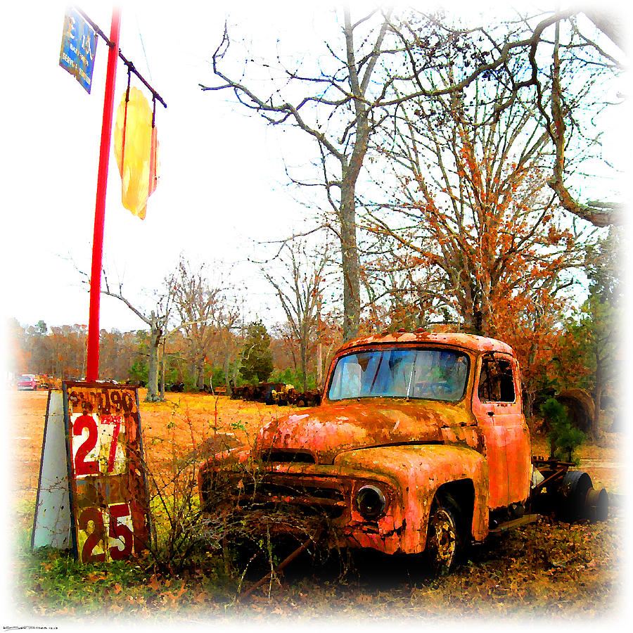 Old Pink Truck - Cheap Gas  Digital Art by K Scott Teeters