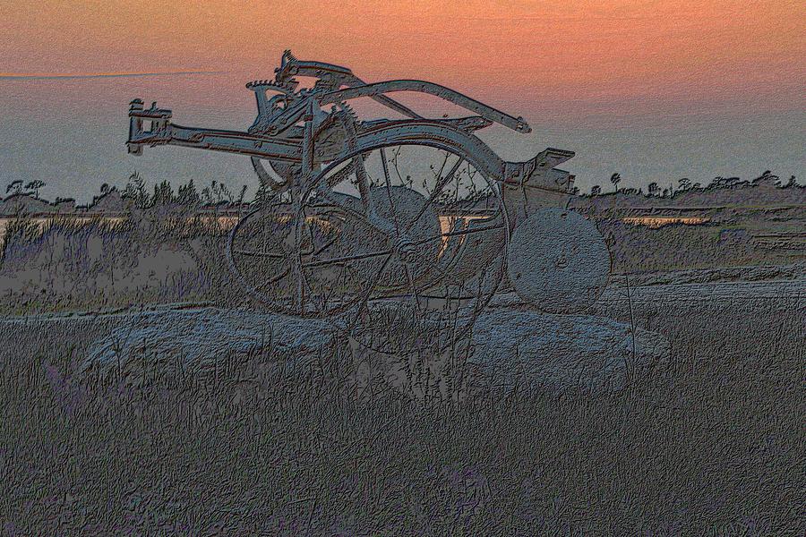 Old Plow In After Glow Photograph