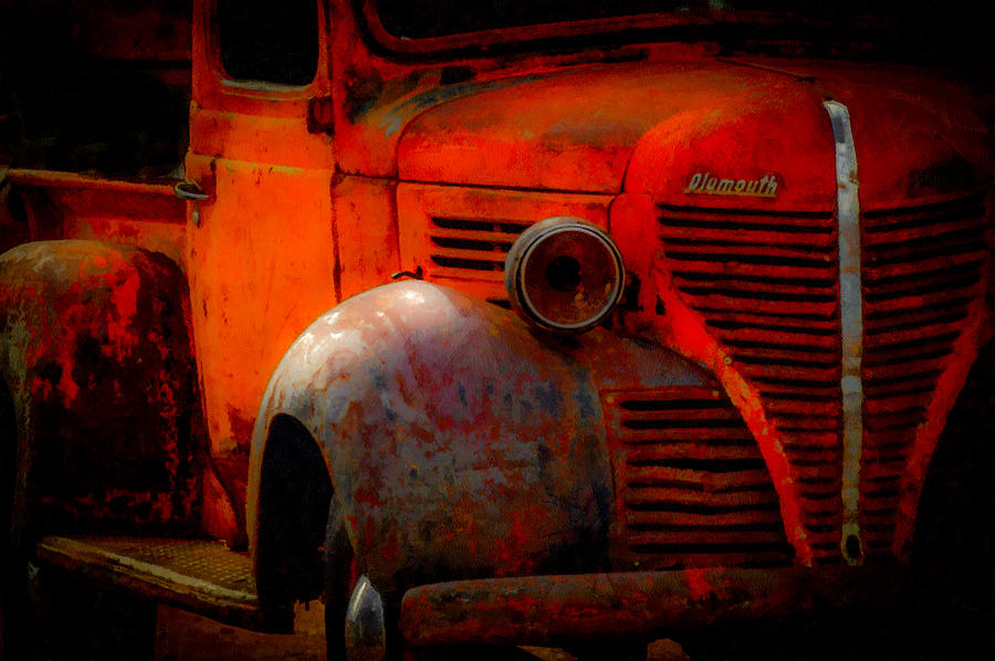 Old Plymouth Red Digital Art by Ernest Echols