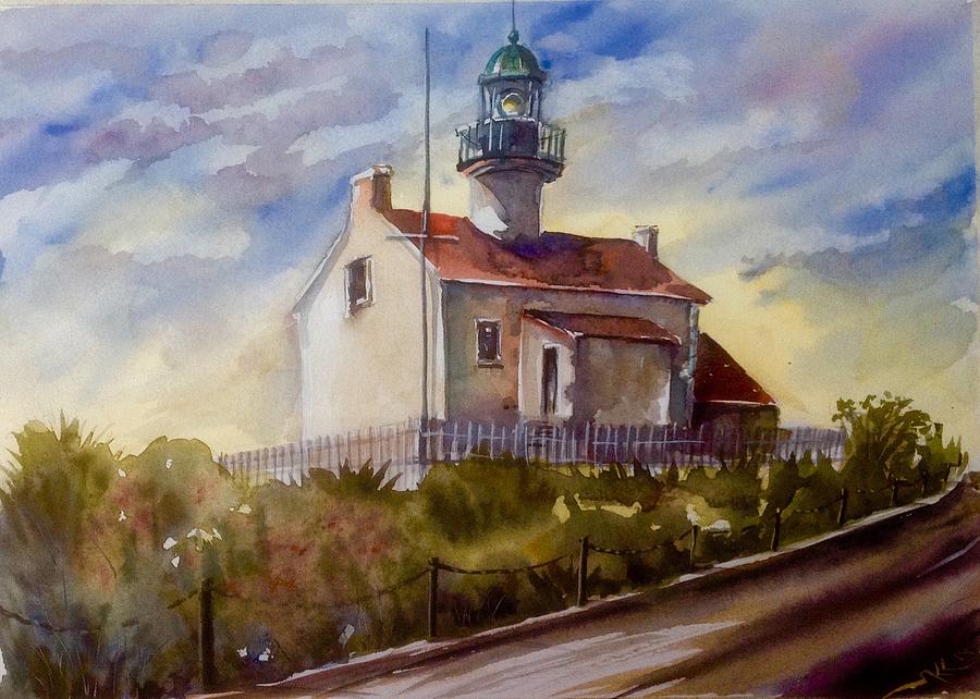 Old Point Loma Lighthouse Painting by Katerina Kovatcheva