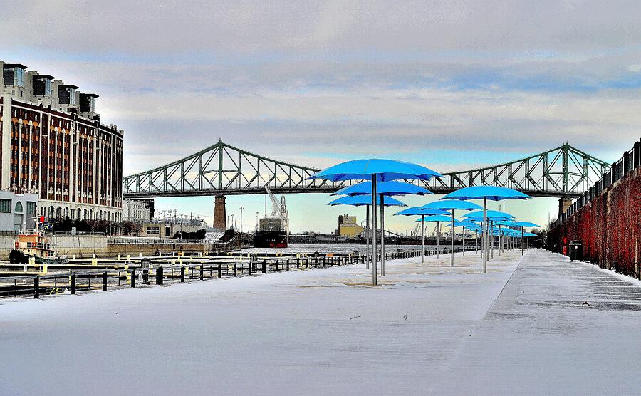 Old Port Blue Umbrellas - Montreal Photograph by Jeremy Hall