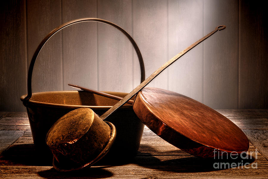 Pan Photograph - Old Pots and Pans by Olivier Le Queinec