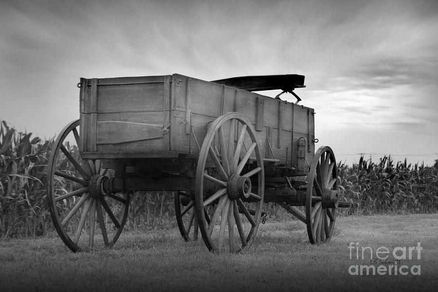 Farm Photograph - Old Prairie Wagon by E B Schmidt