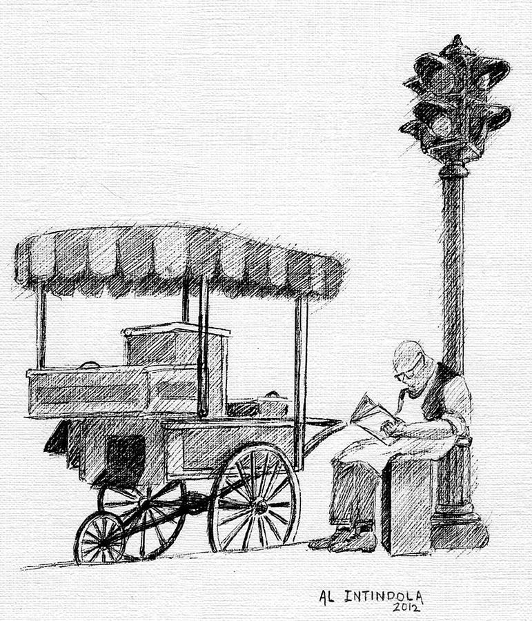 Old Pushcart Drawing by Al Intindola