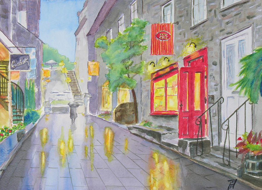 Old Quebec Evening Shower Painting by Robert P Hedden