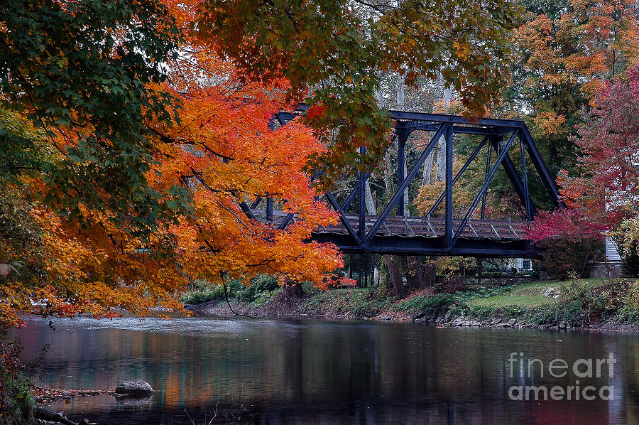 Old railroad bridge in the fall Photograph by Paul Quinn