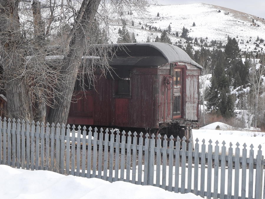 Mountain Photograph - Old Railroad Car by Yvette Pichette
