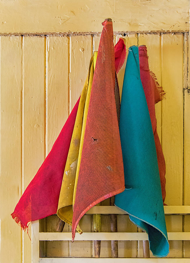 Flag Photograph - Old Railroad Signal Flags In Caboose by Gary Slawsky