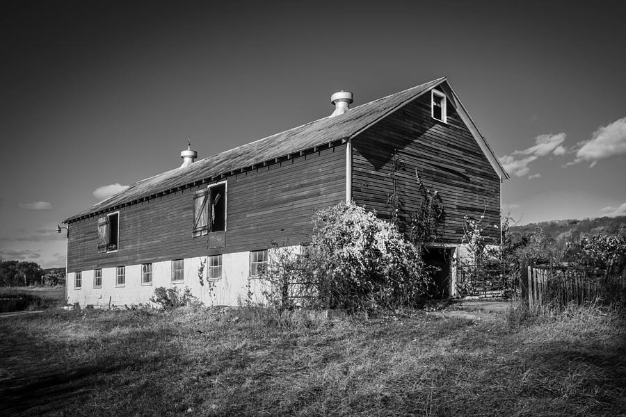 Old Red Barn Fall Foliage Sussex County New Jersey Painted BW      Photograph by Rich Franco