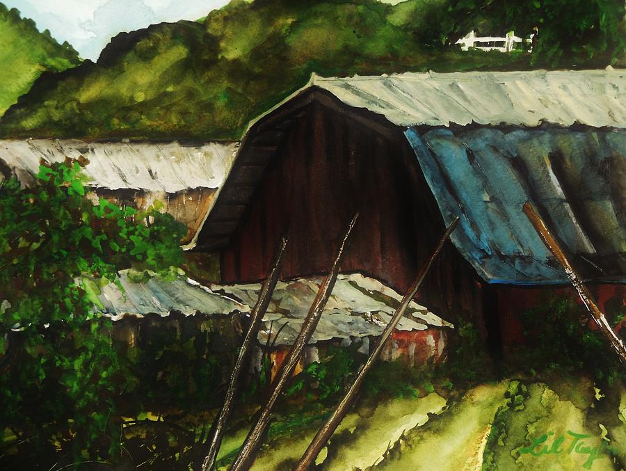 Mountain Painting - Old Red Barn by Lil Taylor