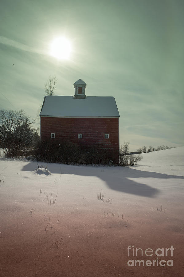 Old red barn long shadow Photograph by Edward Fielding