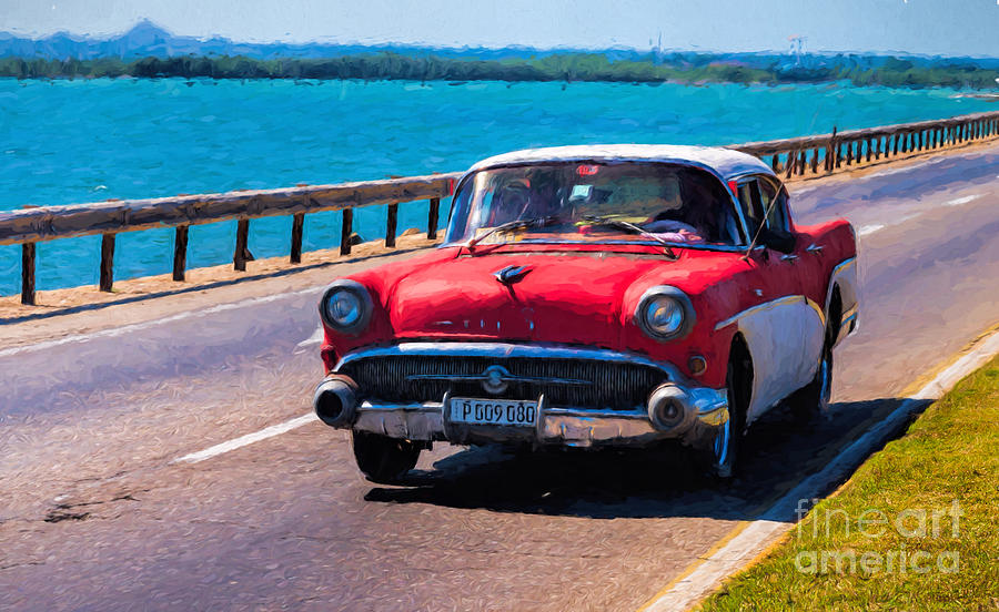 Old Red Buick - painterly Photograph by Les Palenik