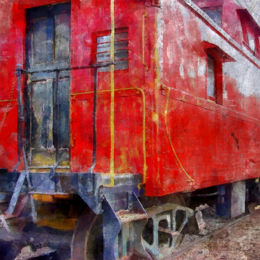 Train Photograph - Old Red Caboose by Michelle Calkins