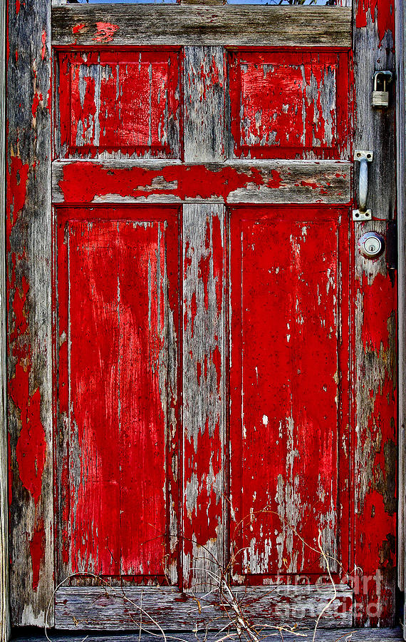 Old Red Cross Door Photograph by Pattie Calfy