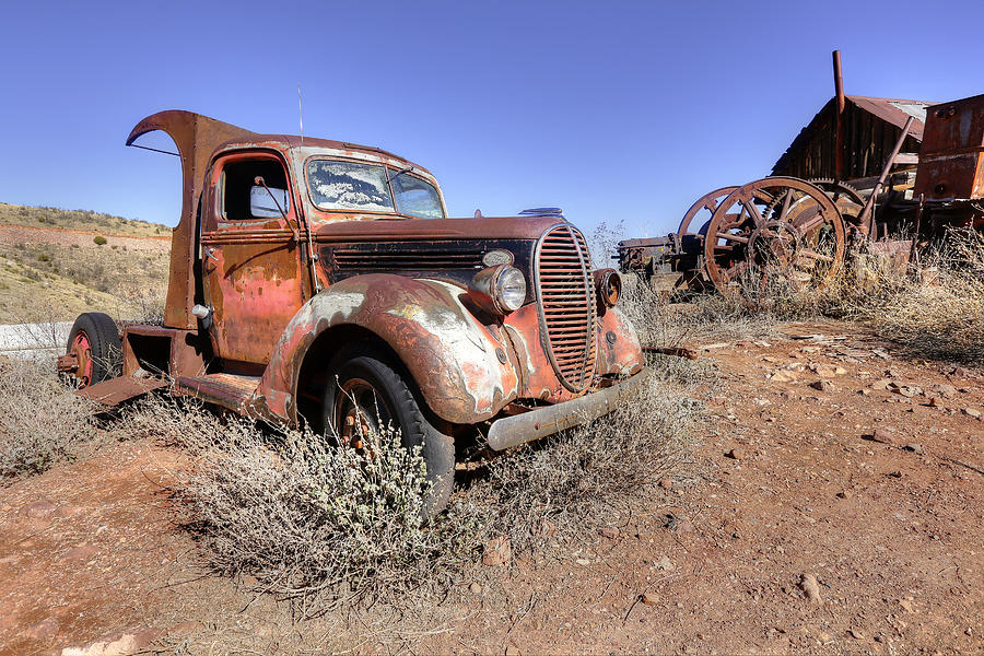 Old Red Truck in Jerome AZ Photograph by James Steele