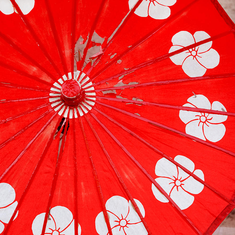 Los Angeles Photograph - Old Red Umbrella by Art Block Collections