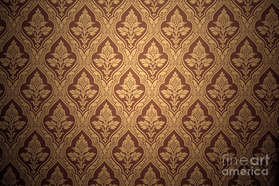 Vintage Photograph - Old retro wallpaper in sepia by Michal Bednarek