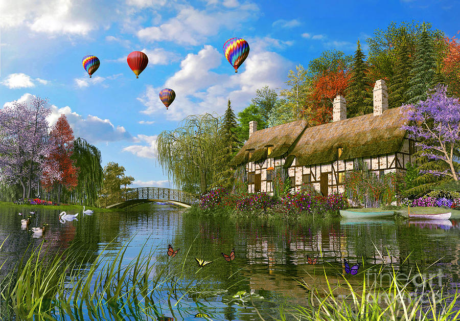 Old River Cottage Digital Art by MGL Meiklejohn Graphics Licensing
