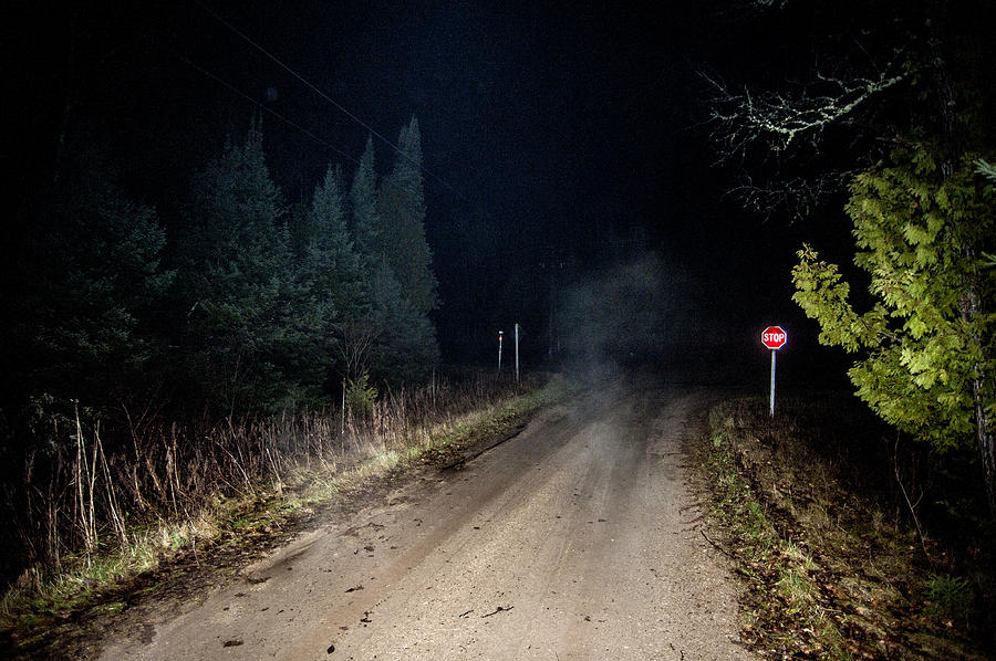 Old Road Night Fog Photograph by Steven Dunn