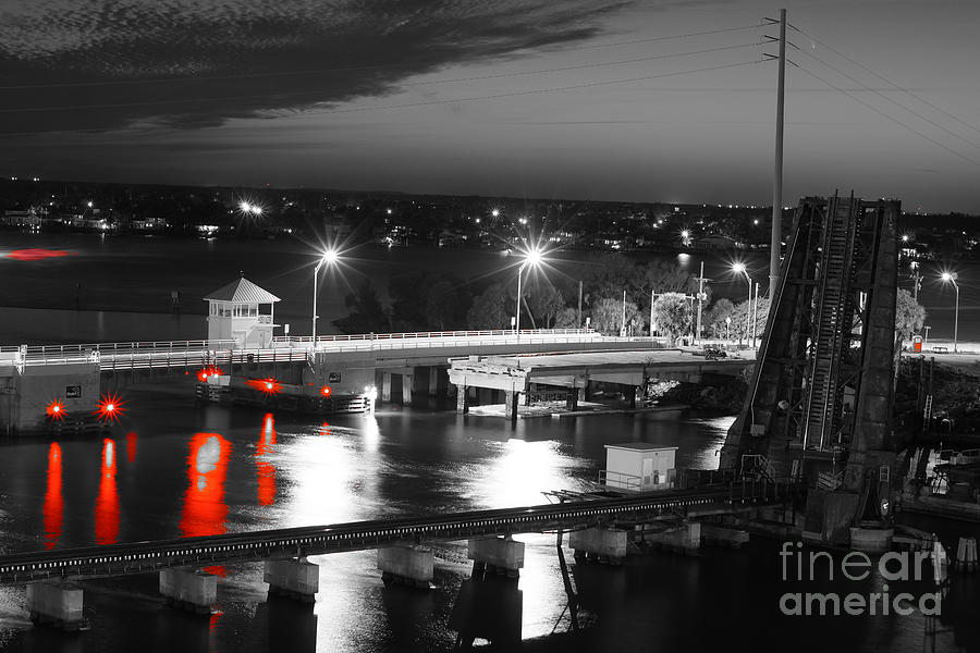Black And White Photograph - Old Roosevelt Bridge and Comet Pan-STARRS by Lynda Dawson-Youngclaus