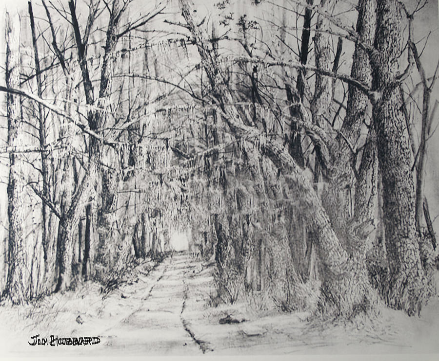 Landscape Drawing - Old Rte 101 by Jim Hubbard