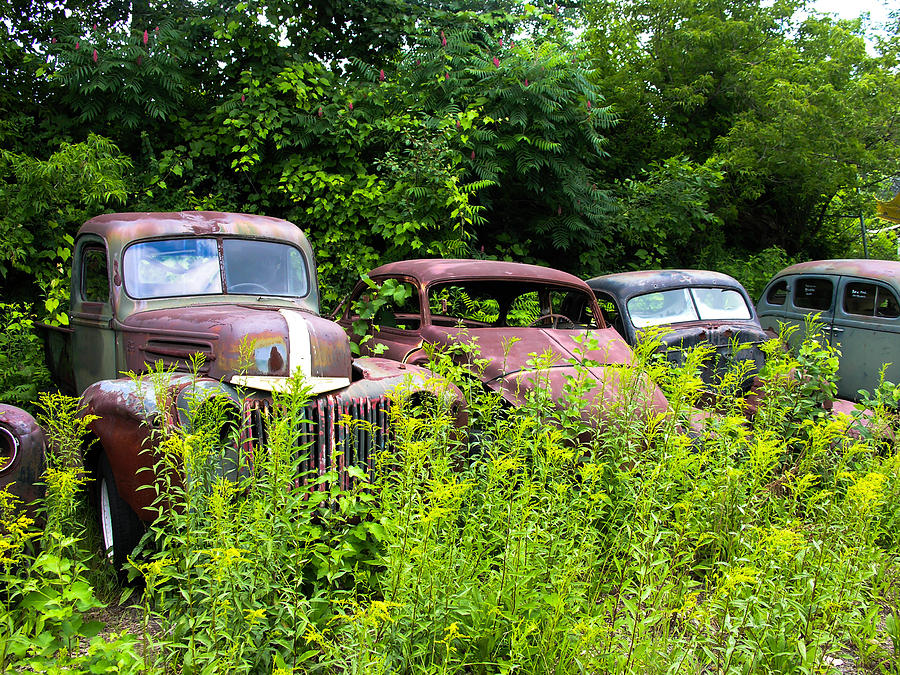 Car Photograph - Old Rusty Cars by Sherman Perry