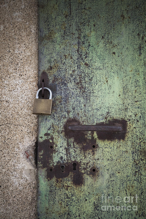 Old rusty door with padlock Photograph by Maria Heyens
