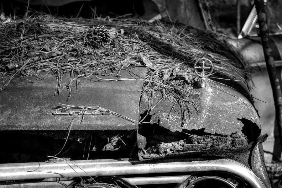 Old Rusty Mercury Comet in Black and White Photograph by Greg and Chrystal Mimbs