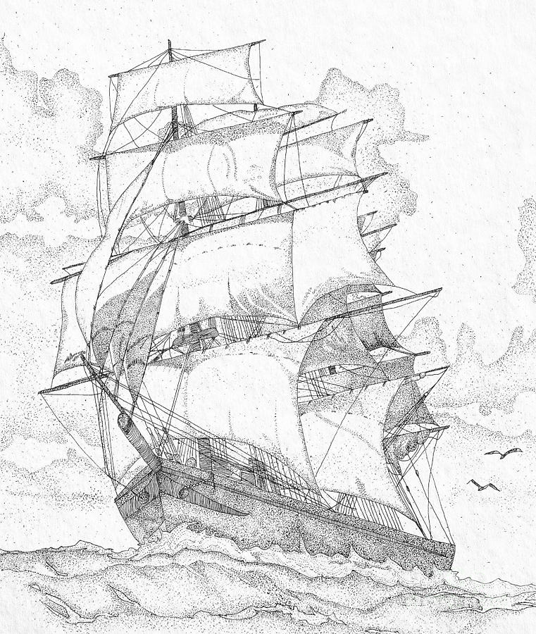 Old Sailing Ship Drawing by Carol McGunagle