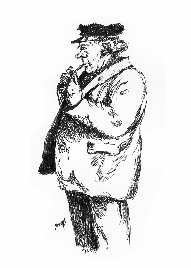 Old Sailor Drawing by Sam Sidders