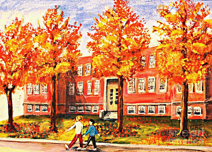 Old Saint Marys High School in Fall Painting by Rita Brown